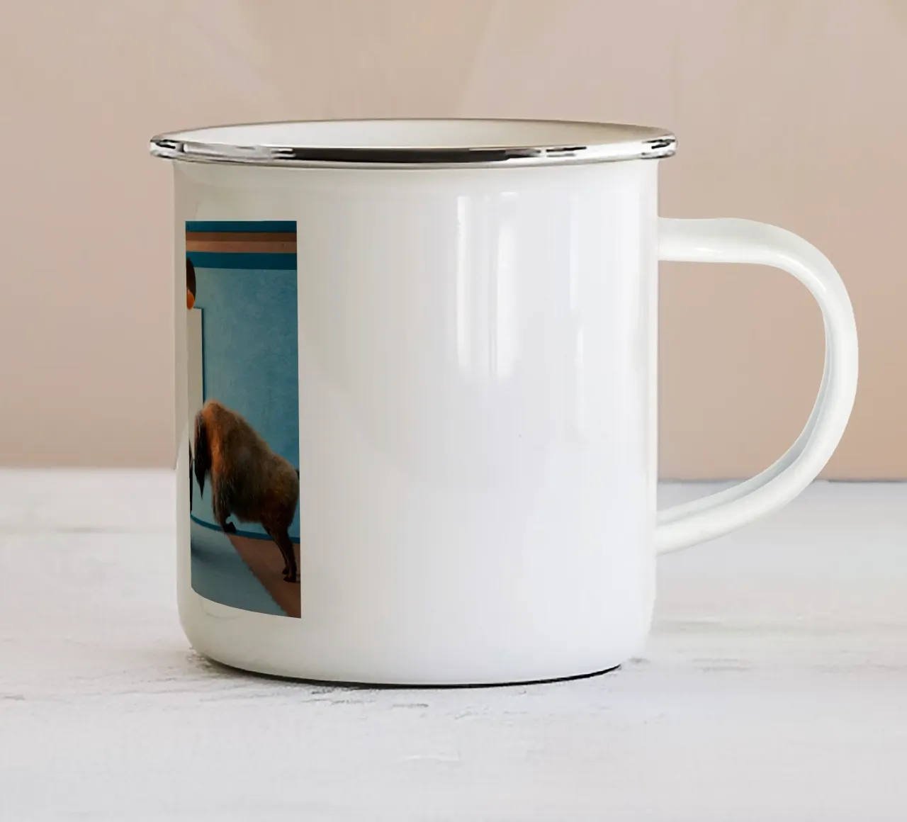 cow fight in house tazza in smalto da juli