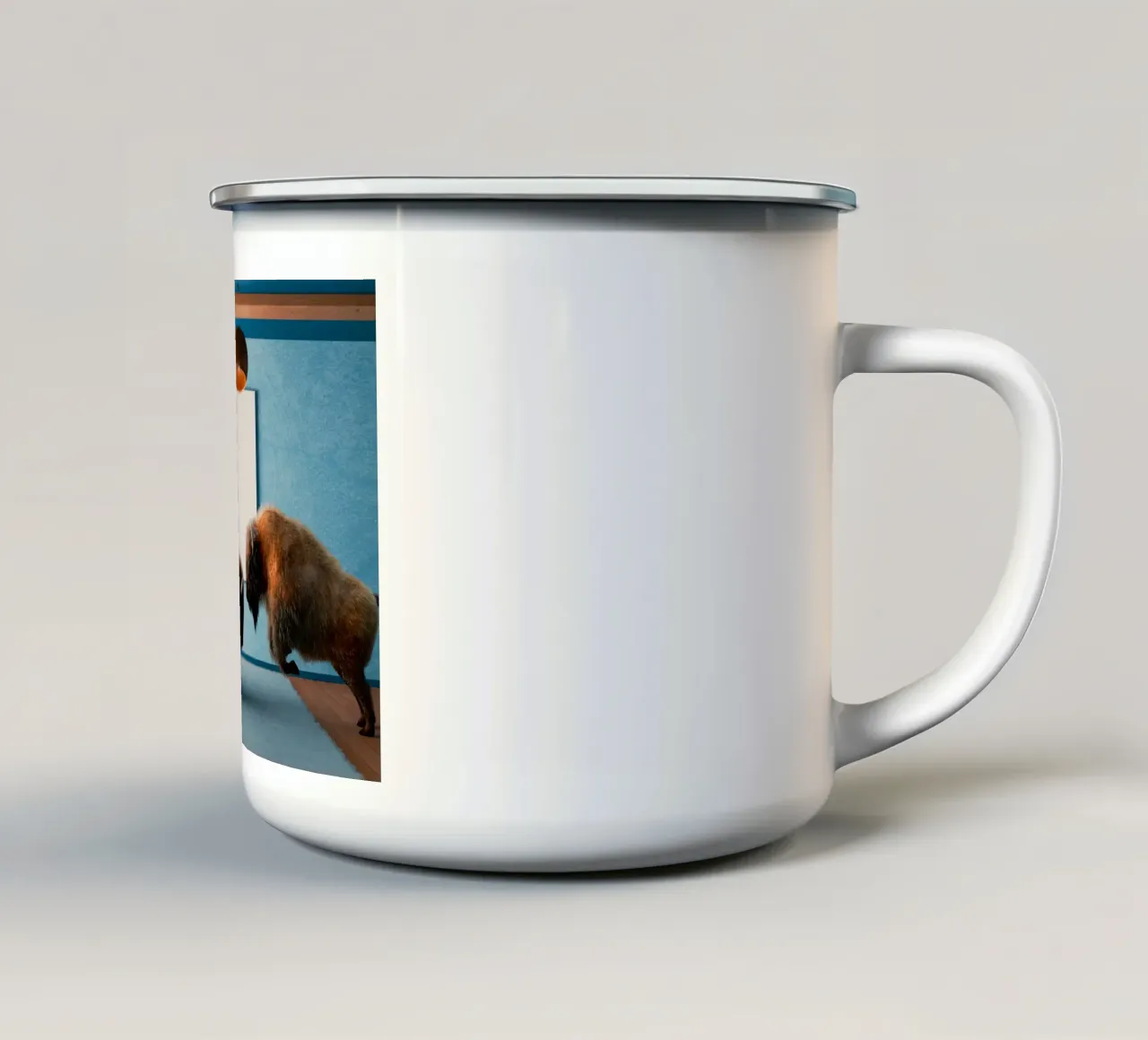 cow fight in house tazza in smalto da juli