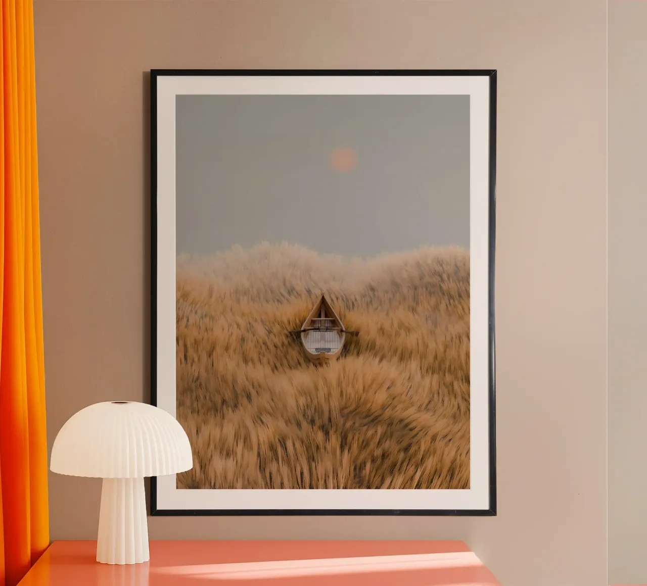 boat on field carta hahnemühle da marty