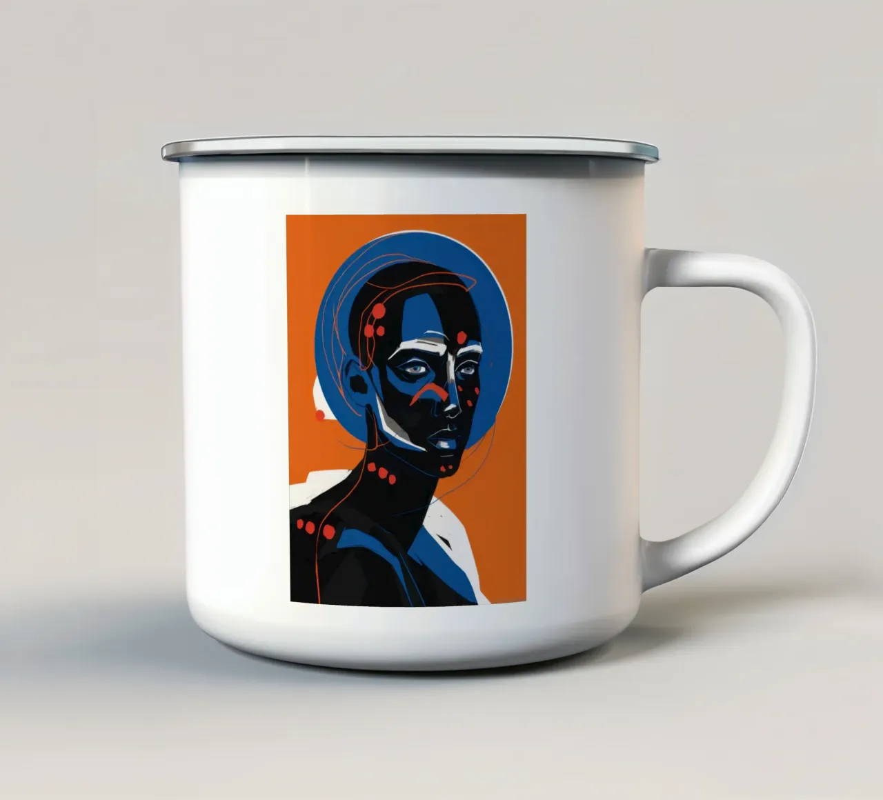 Sguardo afrofuturista cyborg tazza in smalto da Katarsis Mann