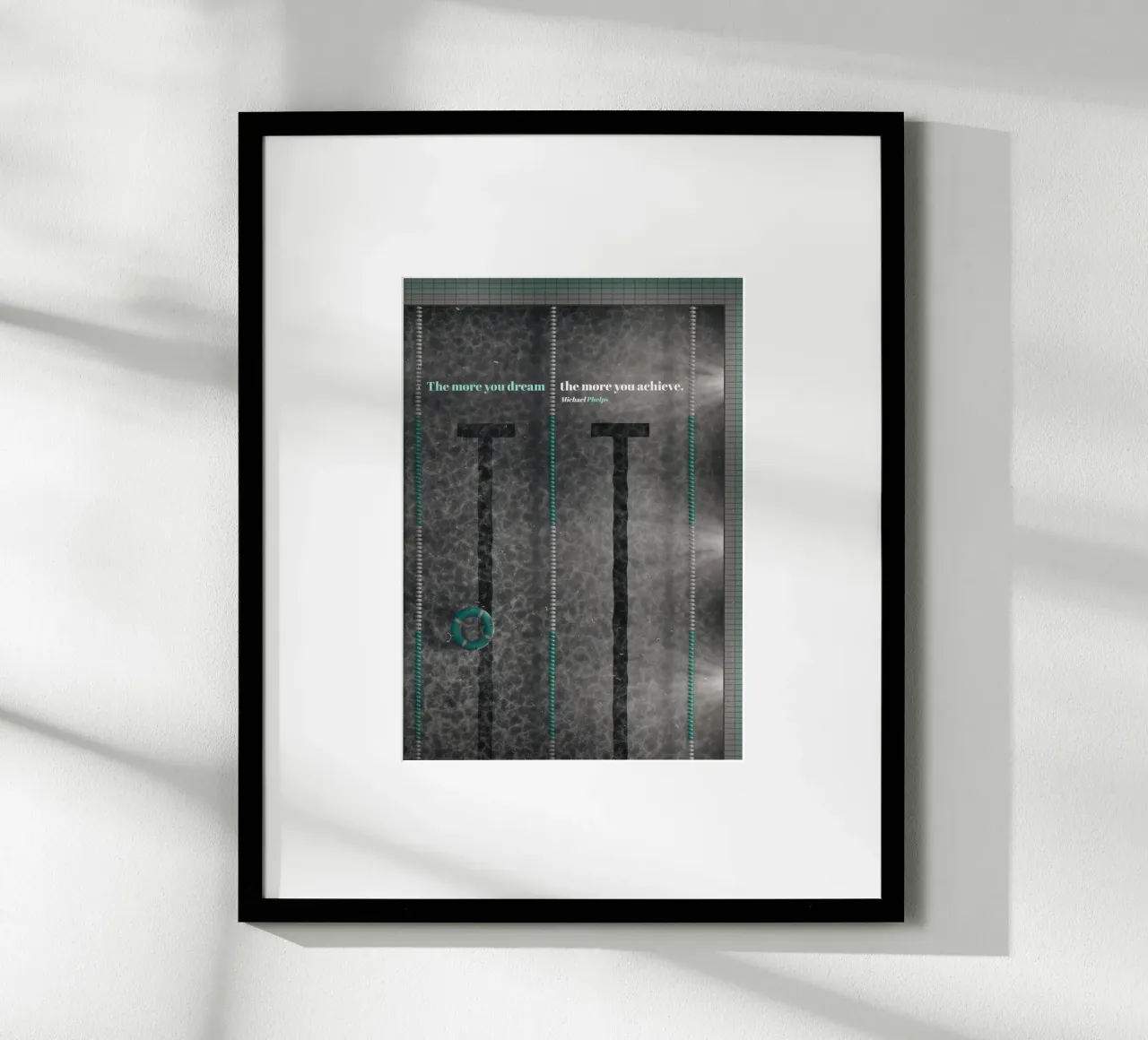 Michael Phelps - Nuoto poster con telaio in legno da athlete.art