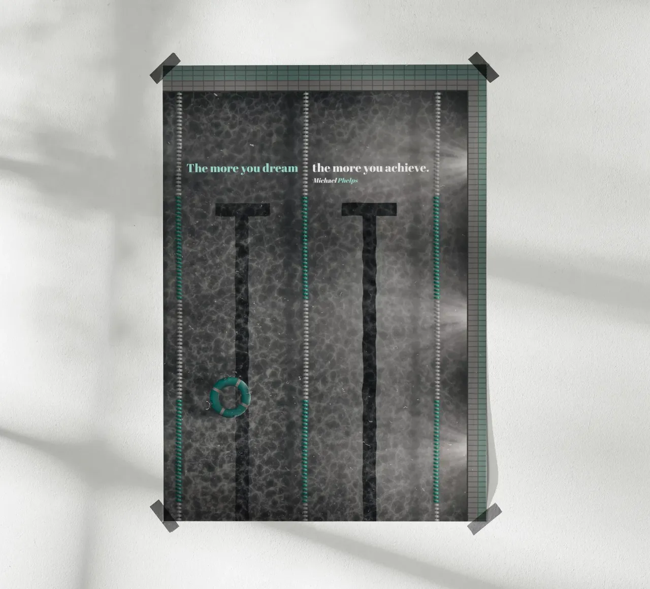 Michael Phelps - Nuoto poster con telaio in legno da athlete.art