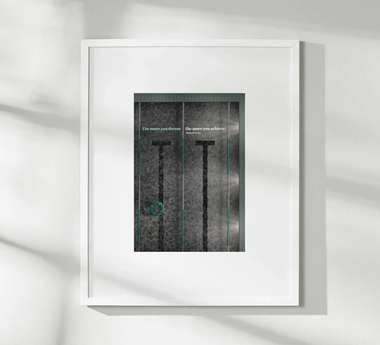 Michael Phelps - Nuoto poster con telaio in legno da athlete.art