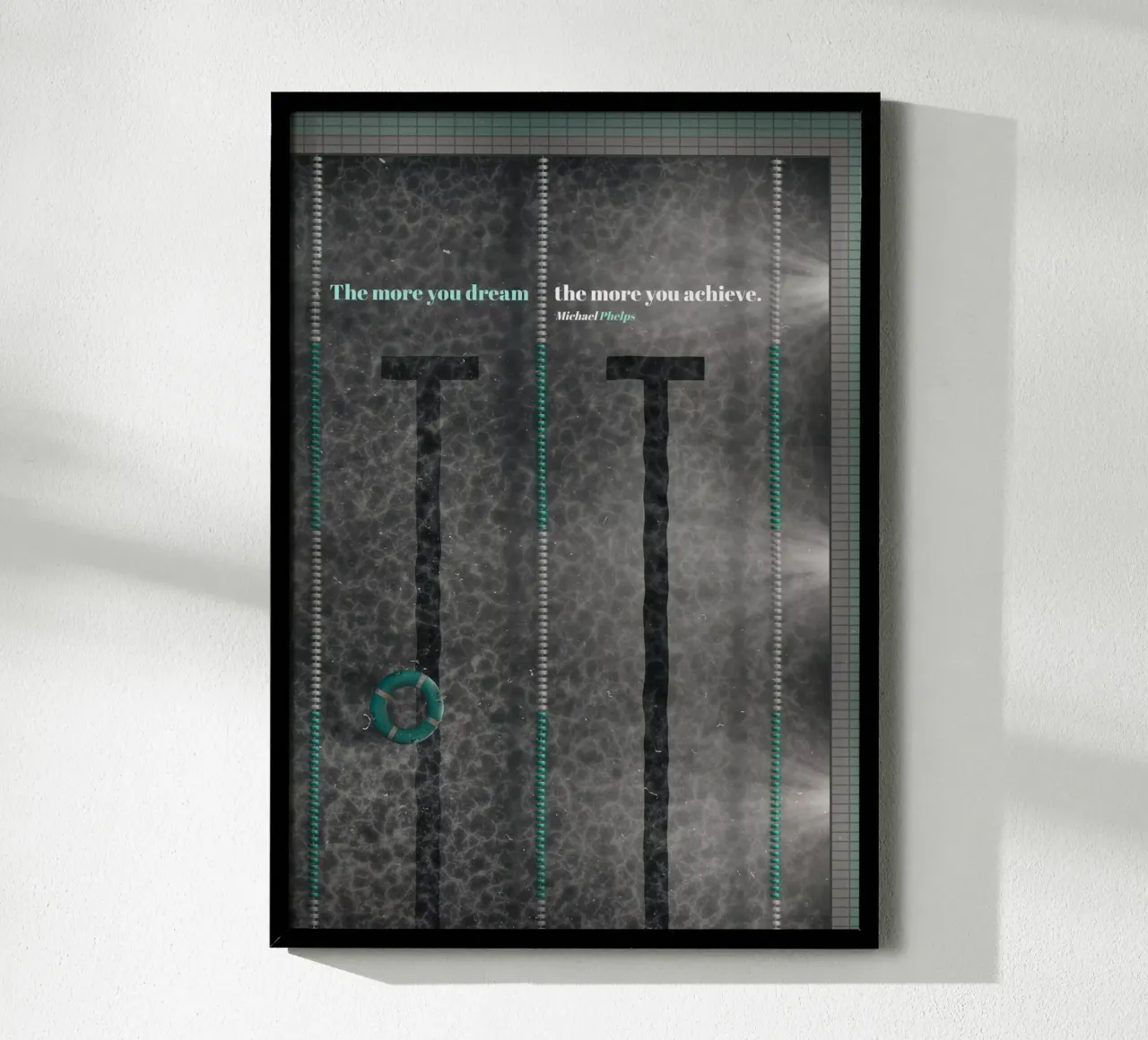Michael Phelps - Nuoto poster con telaio in legno da athlete.art