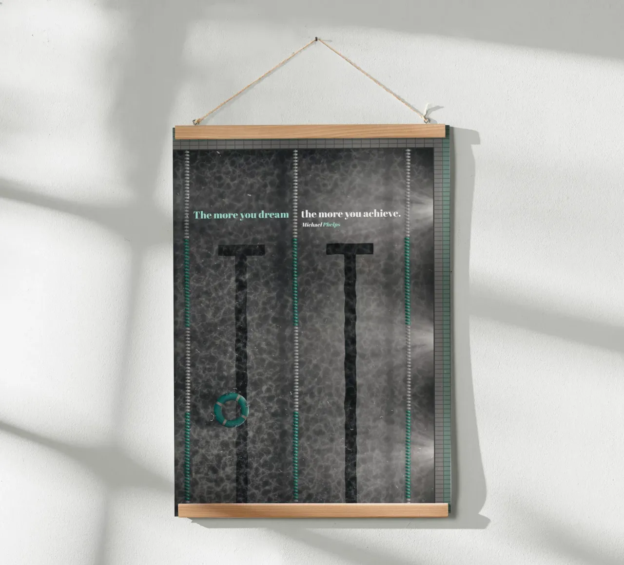 Michael Phelps - Nuoto poster con telaio in legno da athlete.art