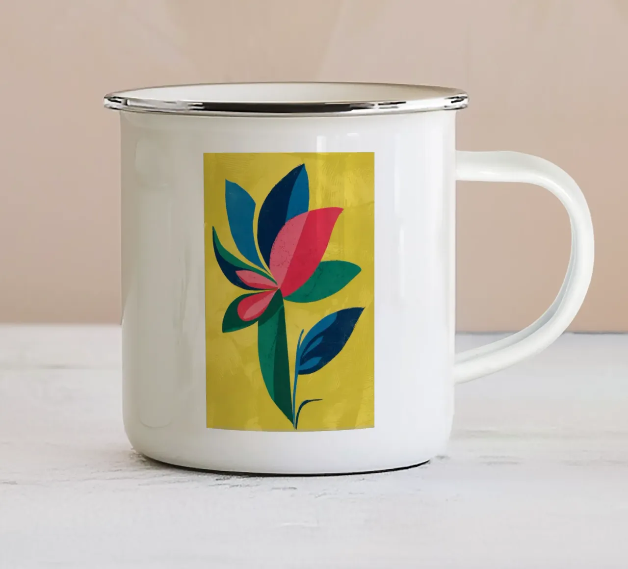 Fioritura fauvista tazza in smalto da Katarsis Mann