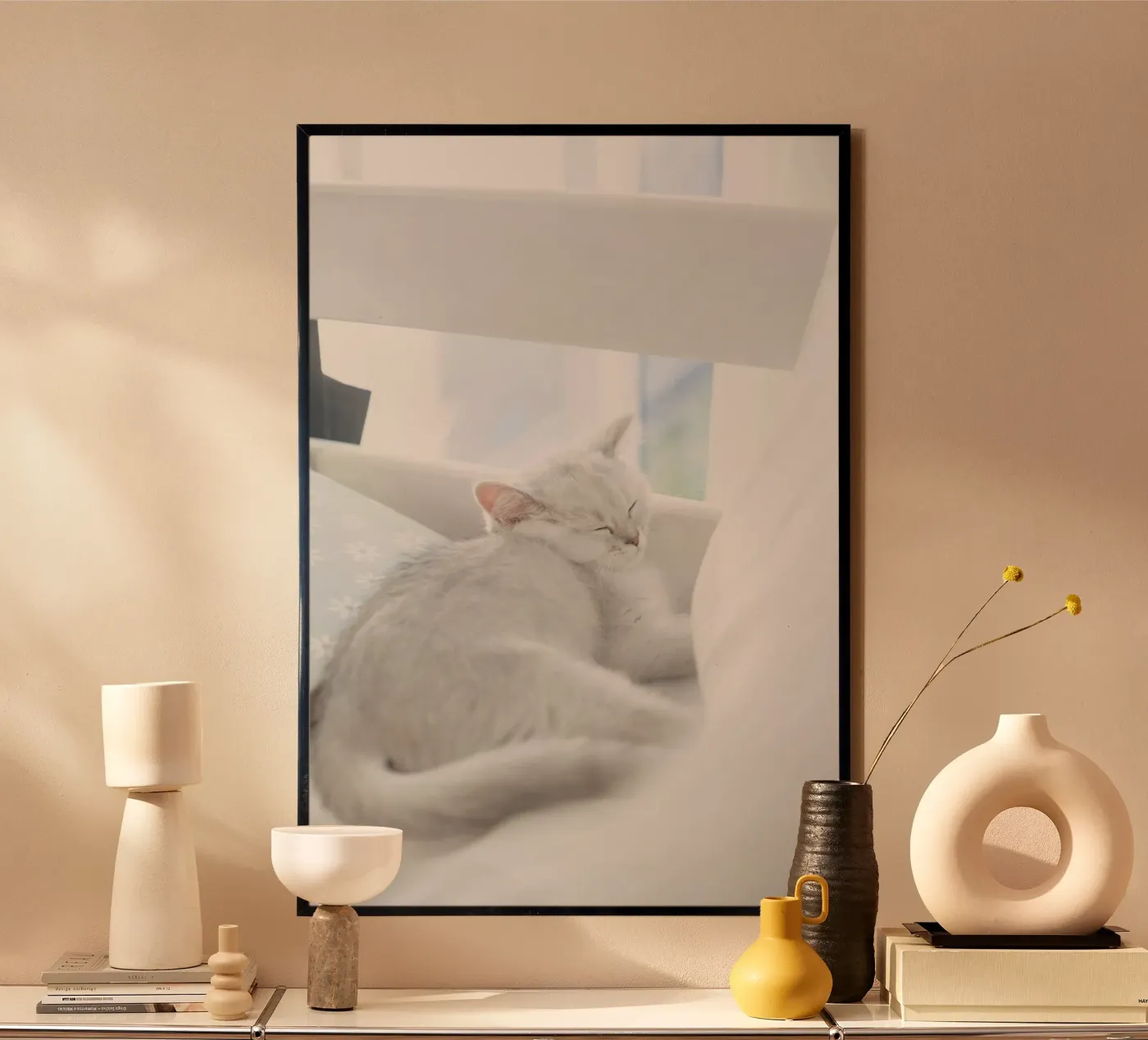 cat in white poster da juli