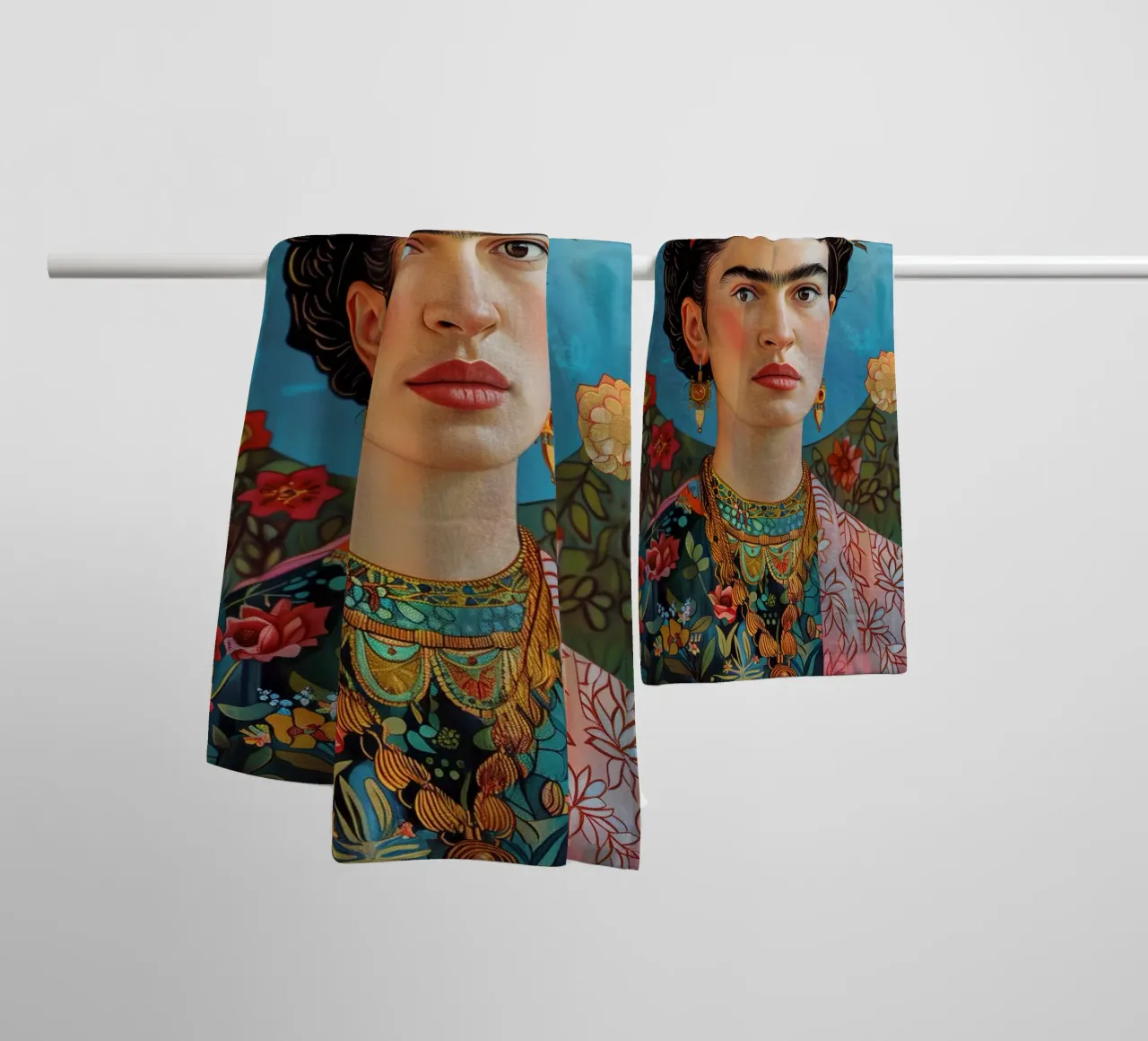 Frida's picturesque world towel by Carinaprint
