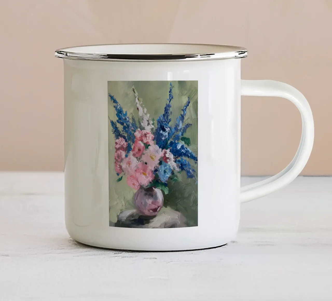 Bouquet di fiori pastello tazza in smalto da Gangga Brush