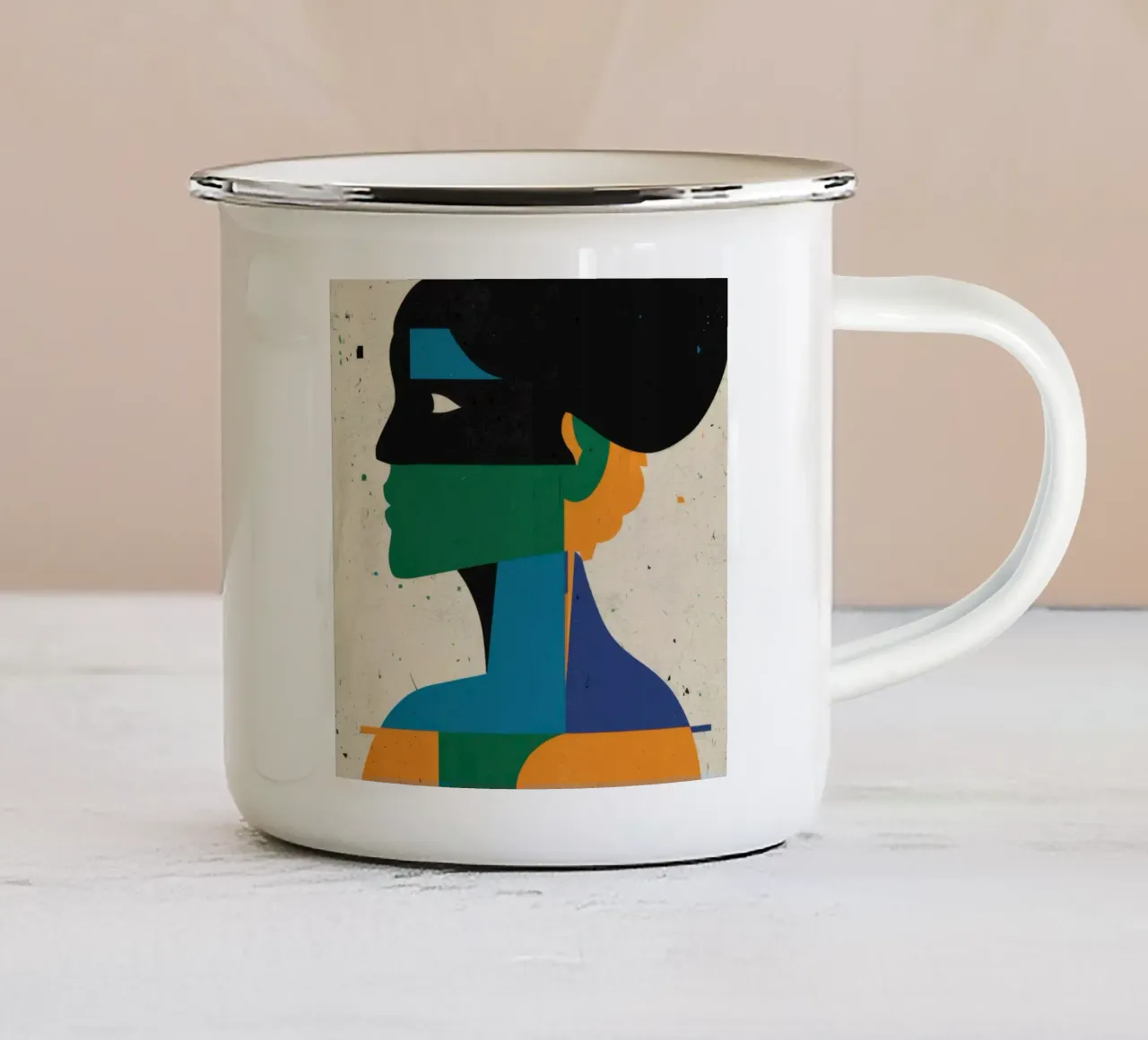 Silhouette dell'identità prismatica tazza in smalto da Katarsis Mann