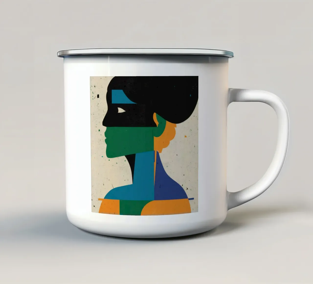 Silhouette dell'identità prismatica tazza in smalto da Katarsis Mann