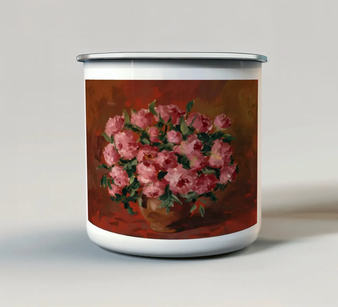 Profusione di peonia lussureggiante tazza in smalto da Angkasa Mist