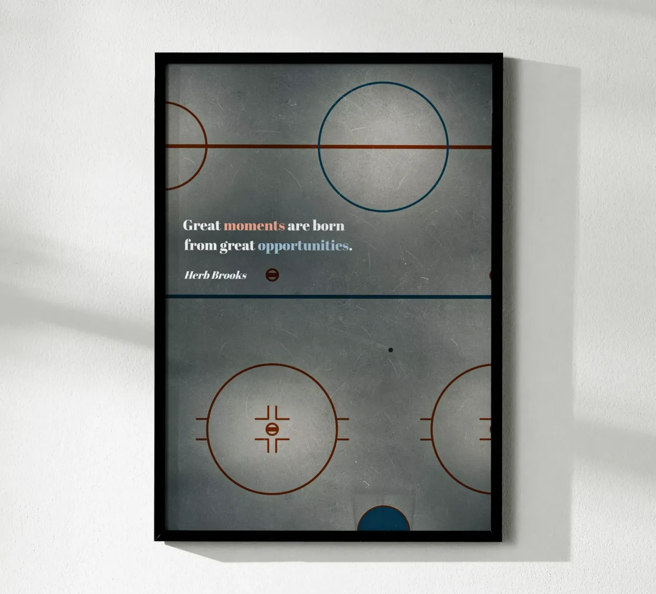 Herb Brooks - IJshockey poster met aluminium frame van athlete.art
