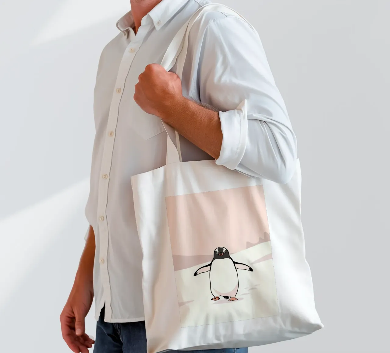 penguin on snow borsa in juta da marty