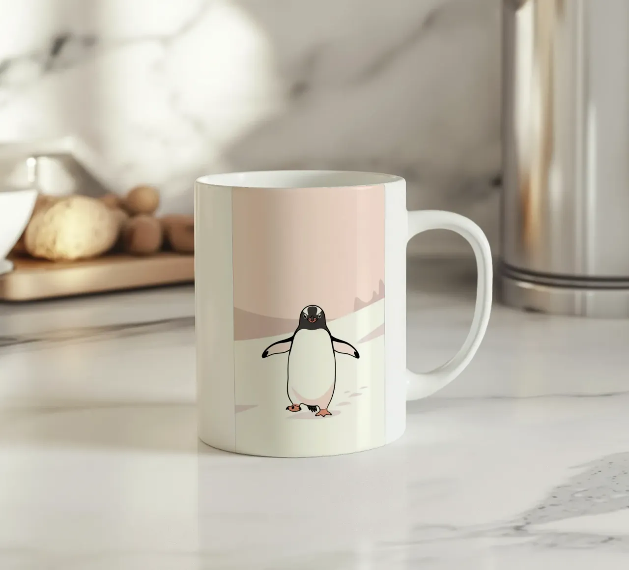 penguin on snow tazza in ceramica da marty