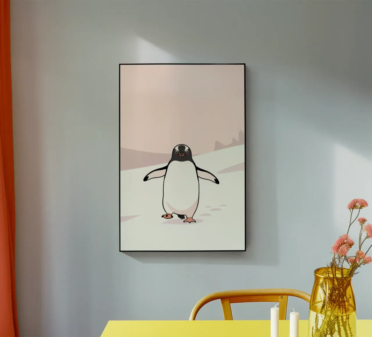 penguin on snow plexiglass da marty