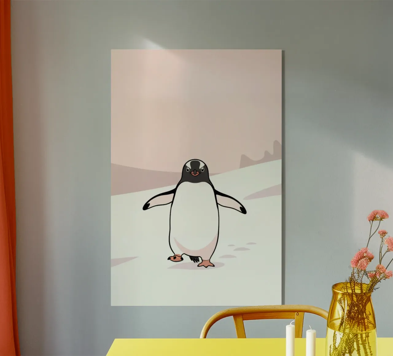 penguin on snow plexiglass da marty