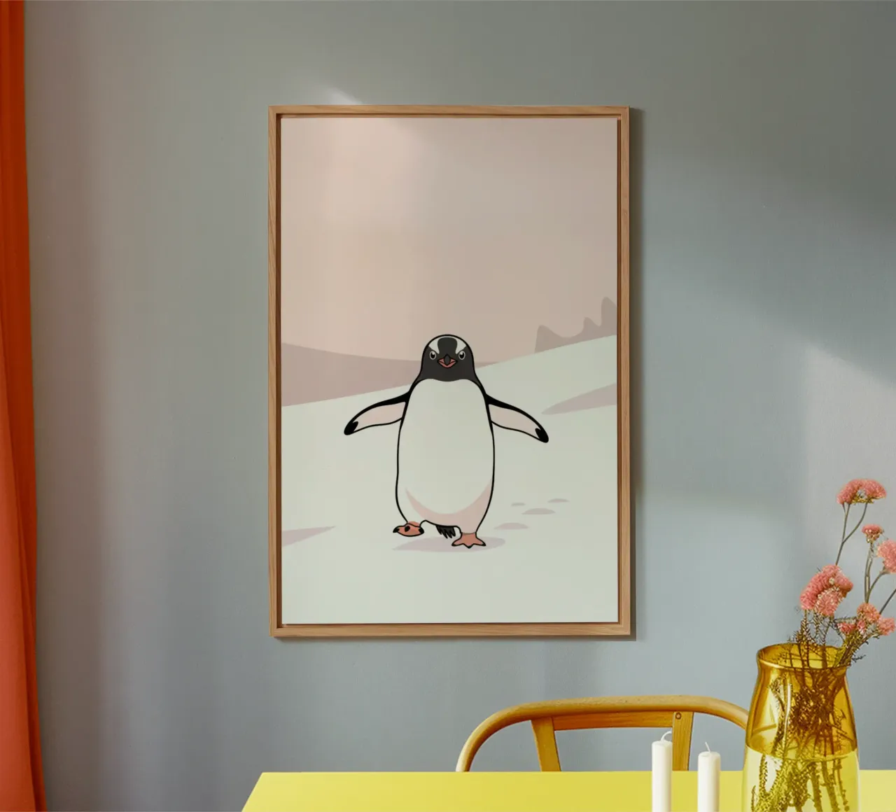 penguin on snow alluminio dibond da marty