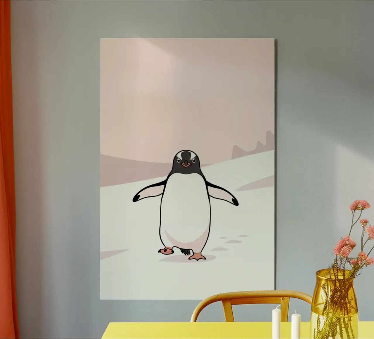 penguin on snow alluminio dibond da marty