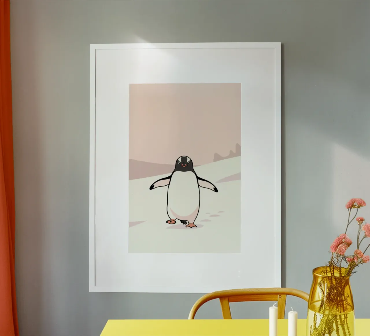 penguin on snow carta hahnemühle da marty