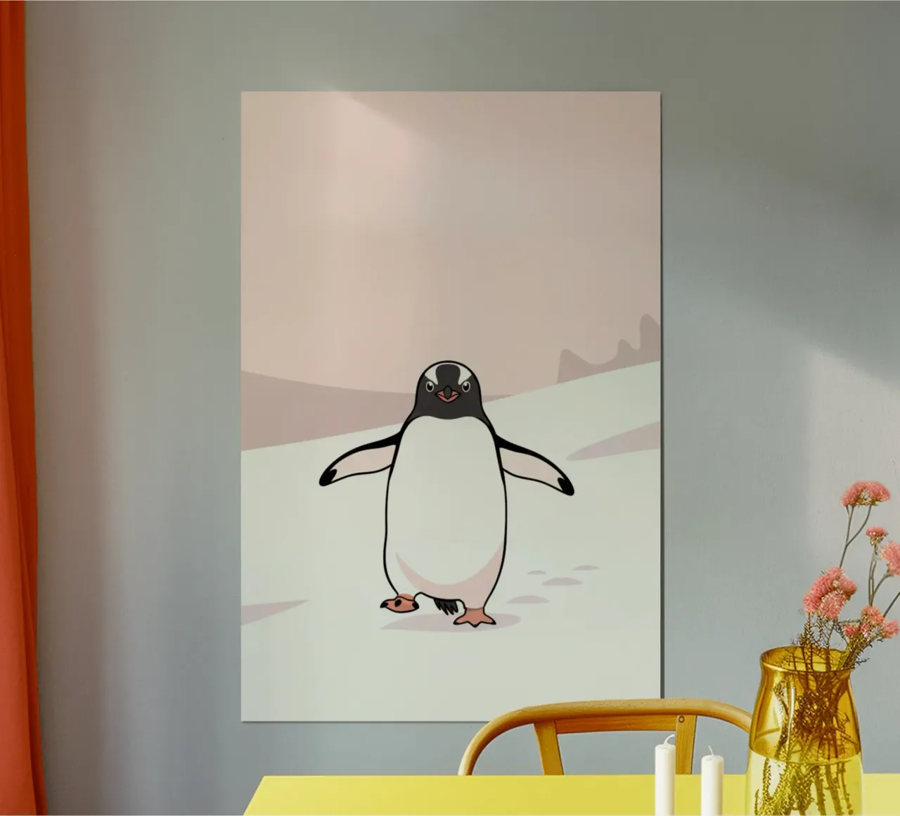 penguin on snow carta hahnemühle da marty