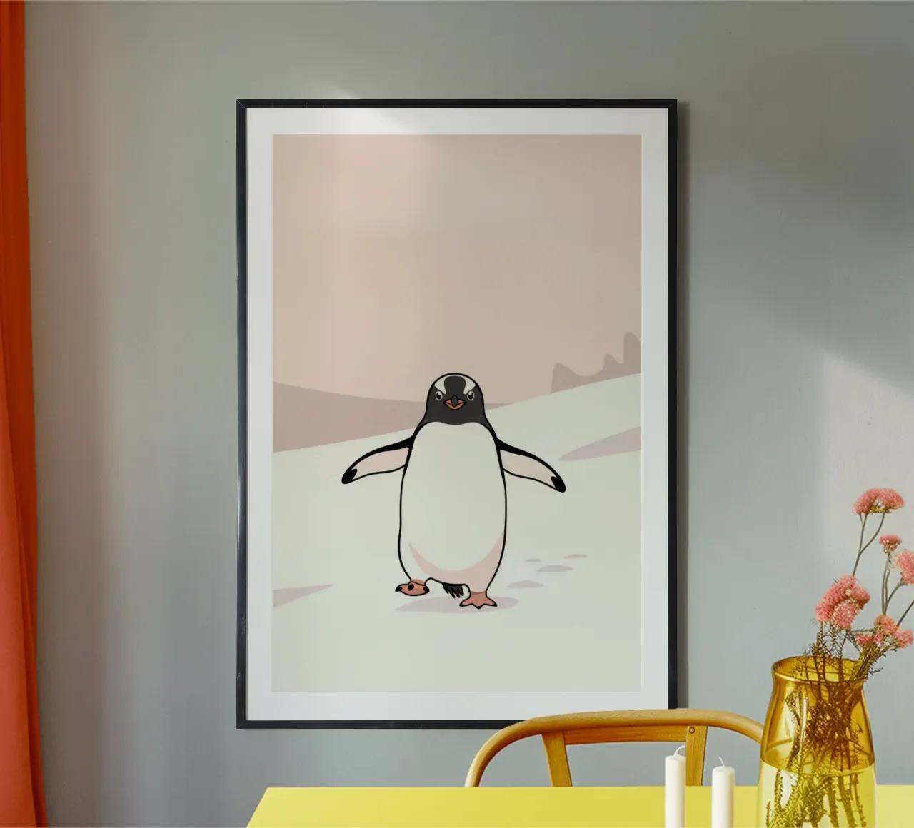 penguin on snow carta hahnemühle da marty