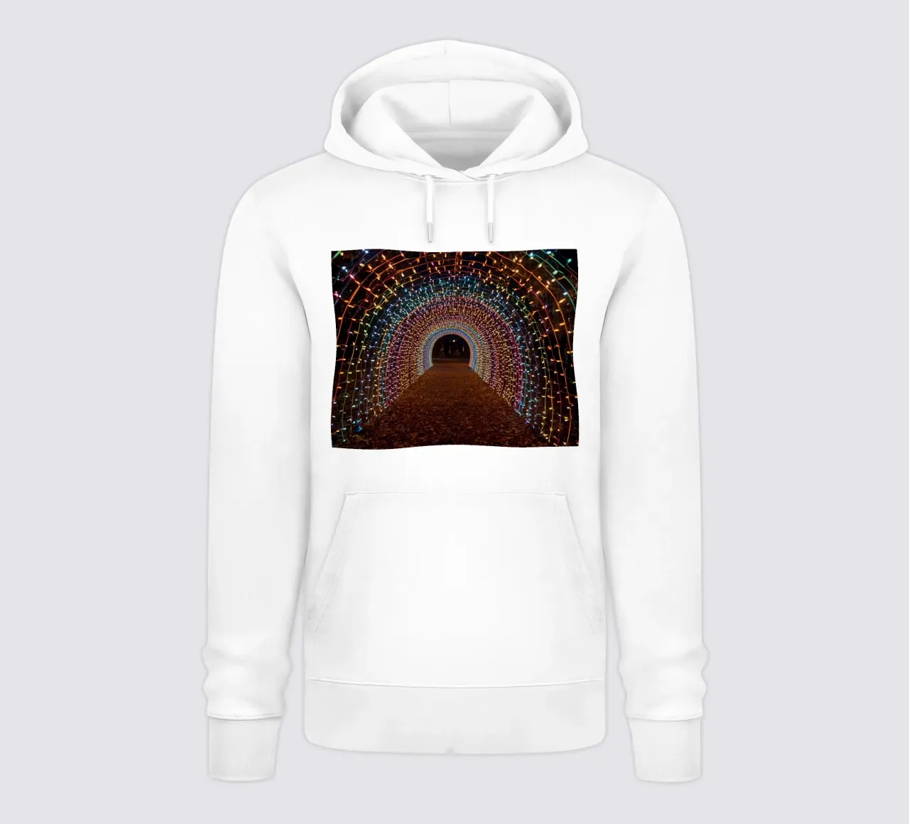 Tunnel ad arco con luci colorate e foglie cadute felpa con cappuccio da DesignDoodle