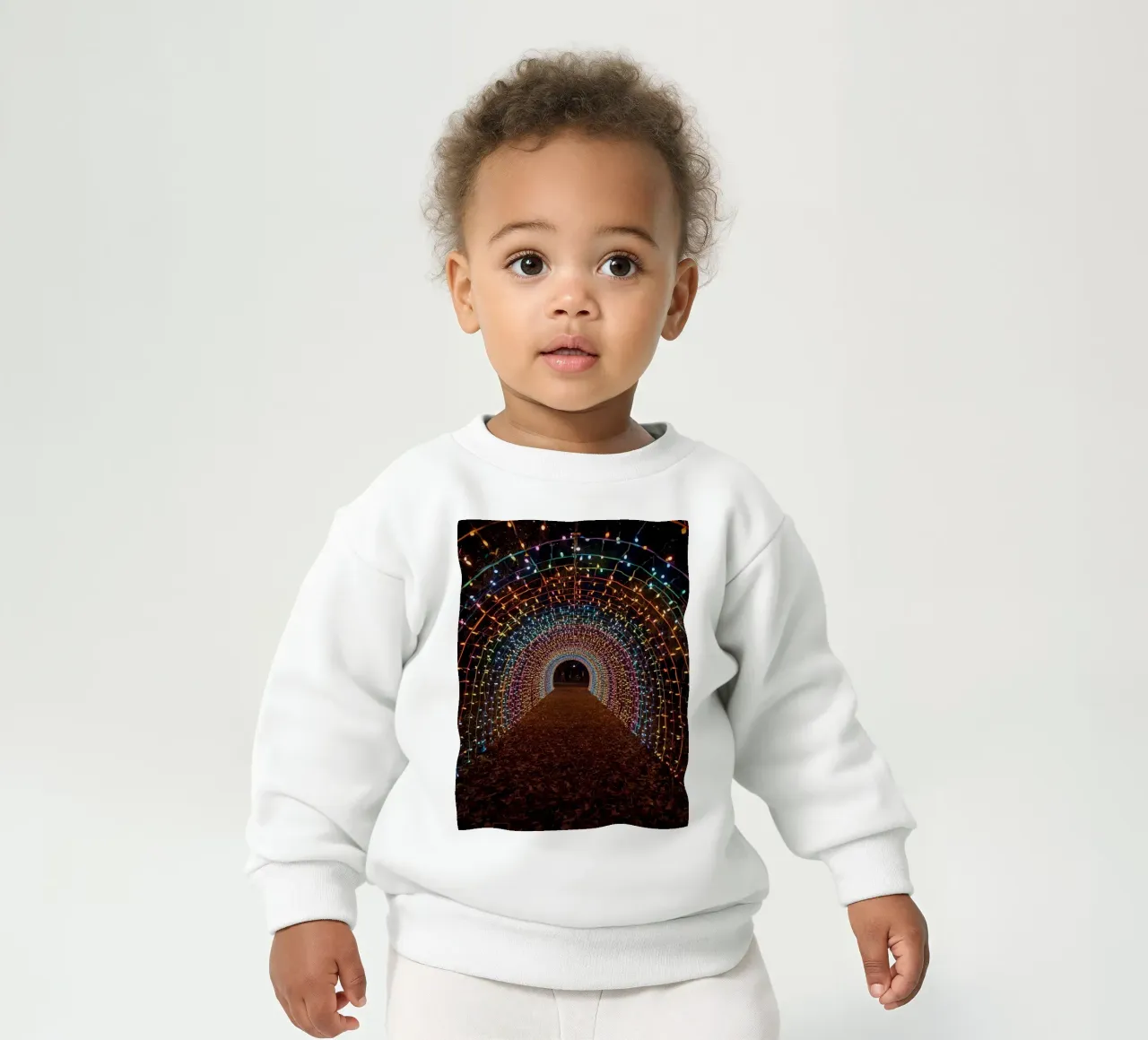 Tunnel ad arco con luci colorate e foglie cadute felpa neonato da DesignDoodle