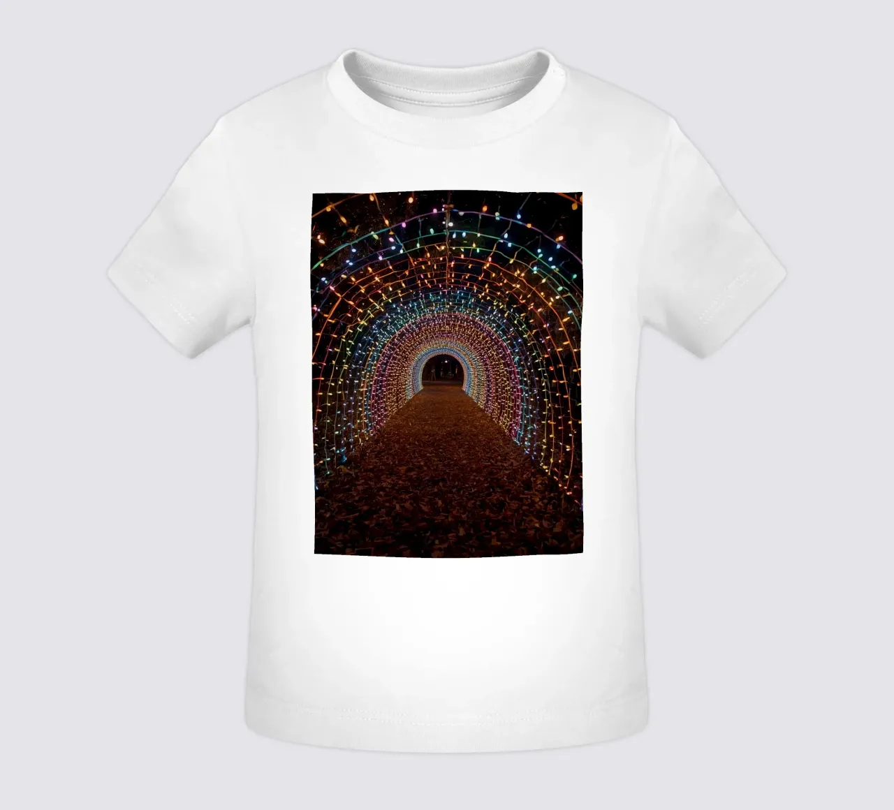 Tunnel ad arco con luci colorate e foglie cadute maglietta neonato da DesignDoodle