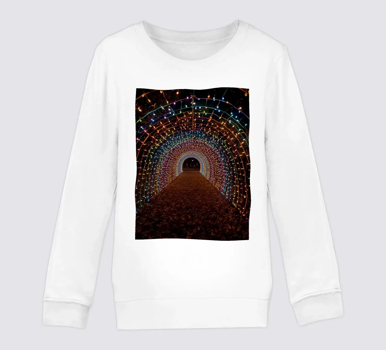 Tunnel ad arco con luci colorate e foglie cadute felpa bambino da DesignDoodle