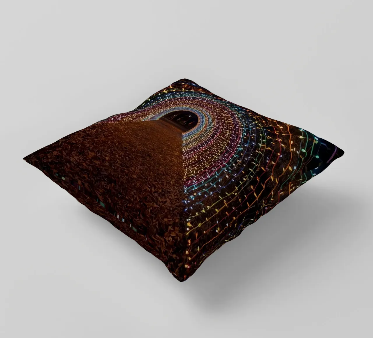 Tunnel ad arco con luci colorate e foglie cadute cuscino da DesignDoodle