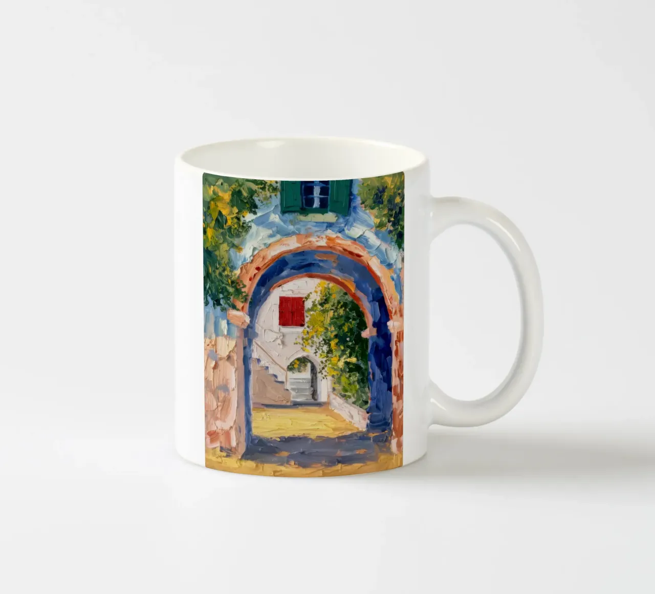 Scorcio di arco illuminato dal sole tazza in ceramica da Angkasa Mist