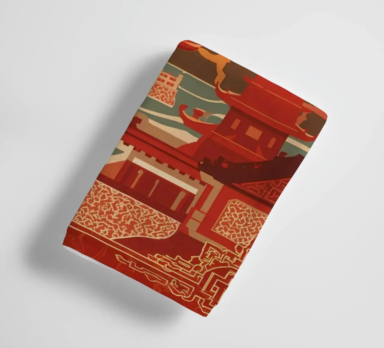 Paesaggio asiatico con pagode e bordura floreale asciugamano da bagno da DesignDoodle