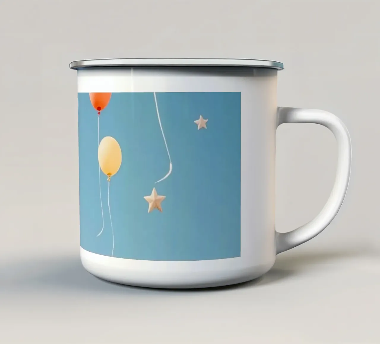 Palloncini e stelle in un cielo nuvoloso tazza in smalto da DesignDoodle