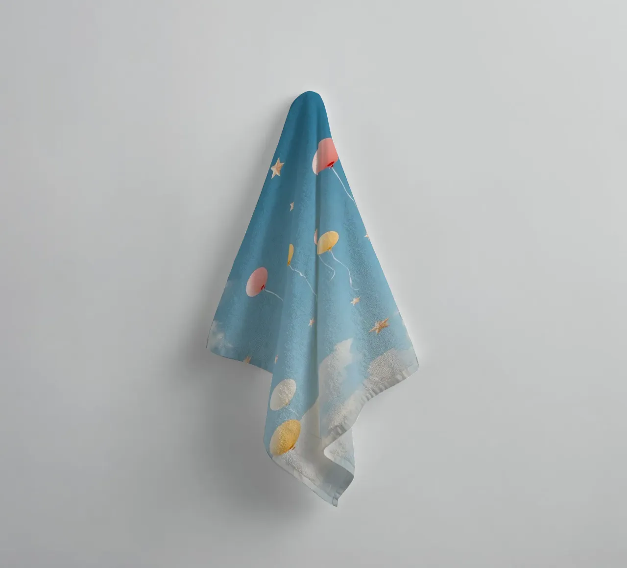 Balloons and Stars in a Cloudy Sky towel by DesignDoodle
