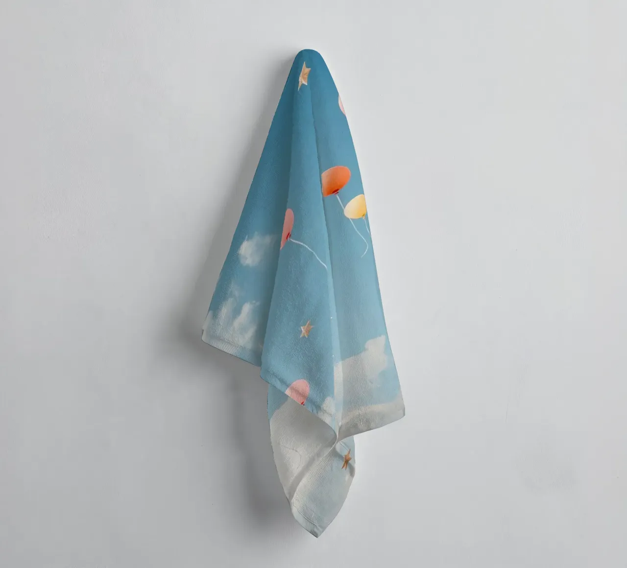 Balloons and Stars in a Cloudy Sky towel by DesignDoodle