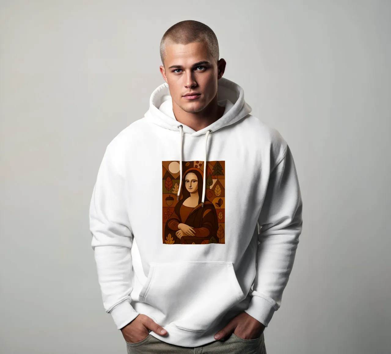Mona Lisa Wood Effect felpa con cappuccio da ARTOMATIC