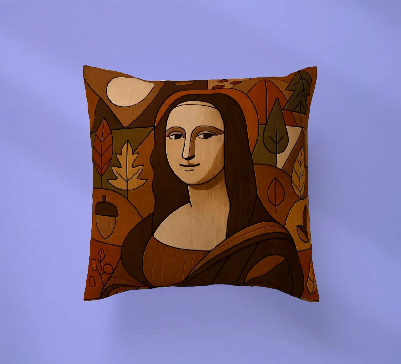 Mona Lisa Wood Effect cuscino da ARTOMATIC