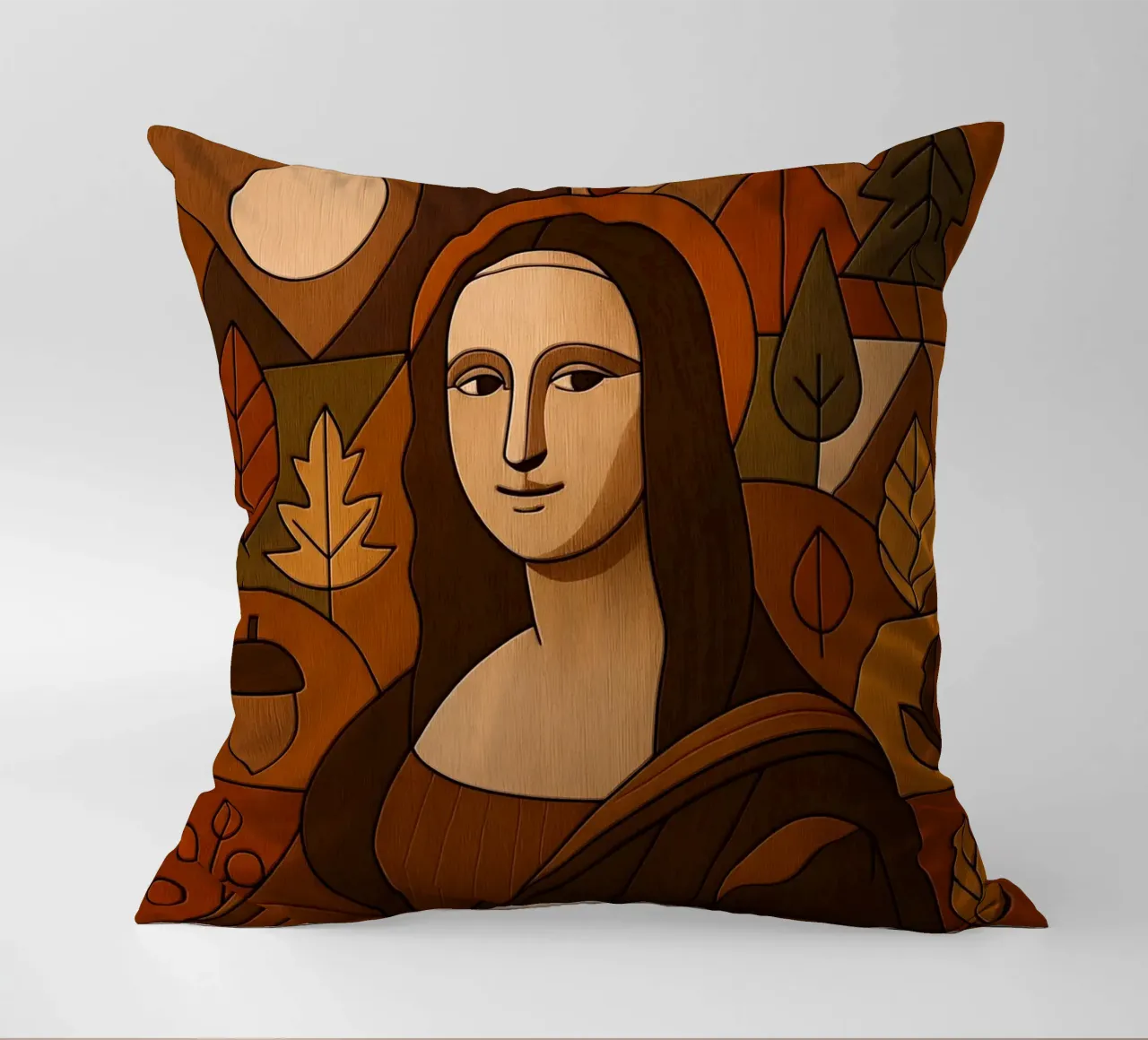 Mona Lisa Wood Effect cuscino da ARTOMATIC