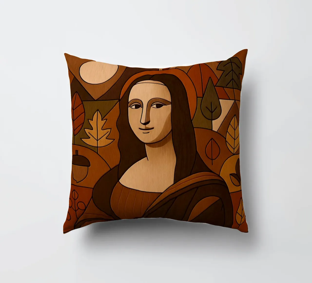 Mona Lisa Wood Effect cuscino da ARTOMATIC