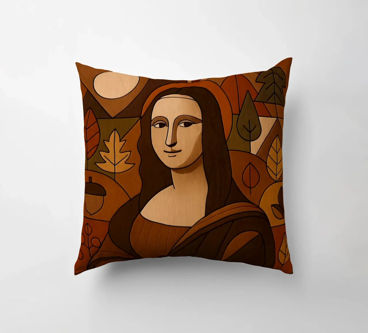 Mona Lisa Wood Effect cuscino da ARTOMATIC