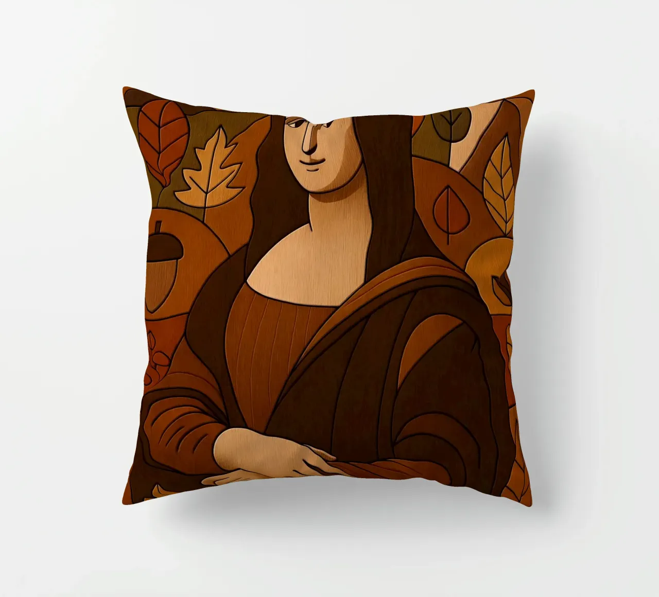 Mona Lisa Wood Effect cuscino da ARTOMATIC