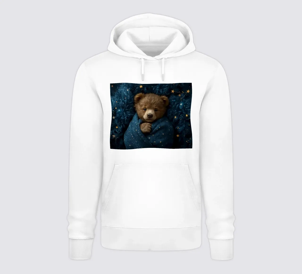 Cucciolo d'orso avvolto in una coperta di stelle felpa con cappuccio da DesignDoodle