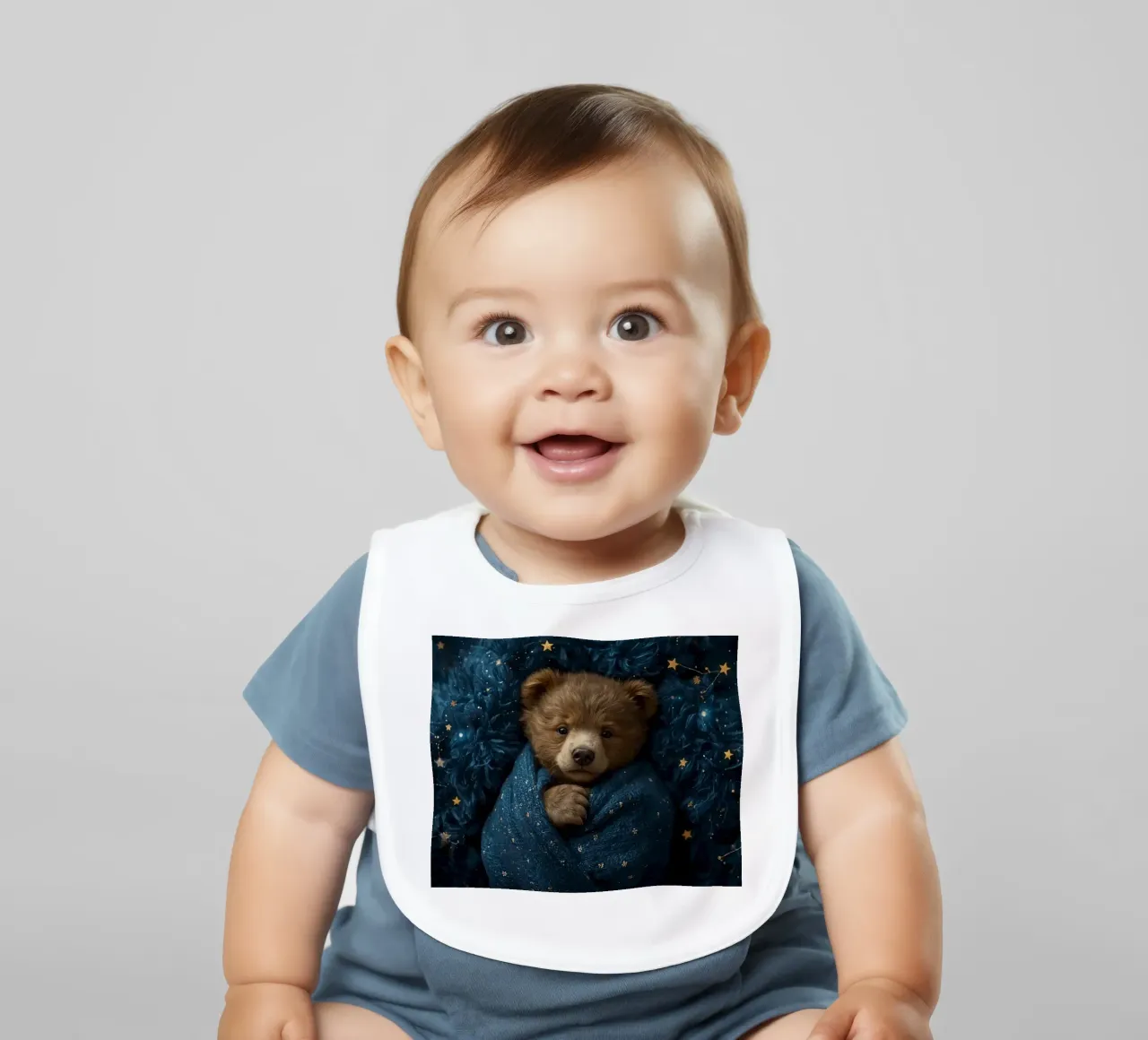 Cucciolo d'orso avvolto in una coperta di stelle bavaglino da DesignDoodle