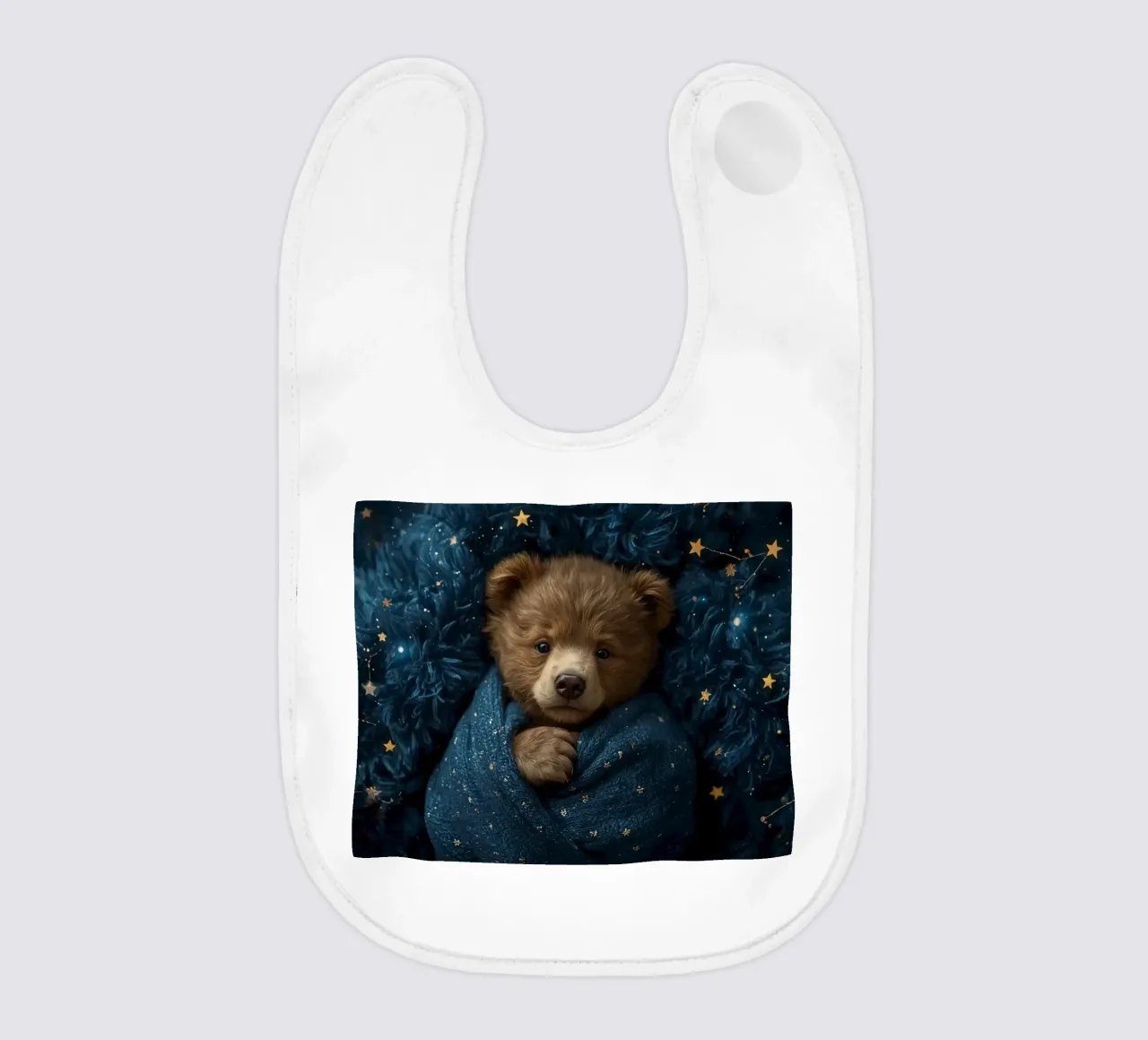 Cucciolo d'orso avvolto in una coperta di stelle bavaglino da DesignDoodle