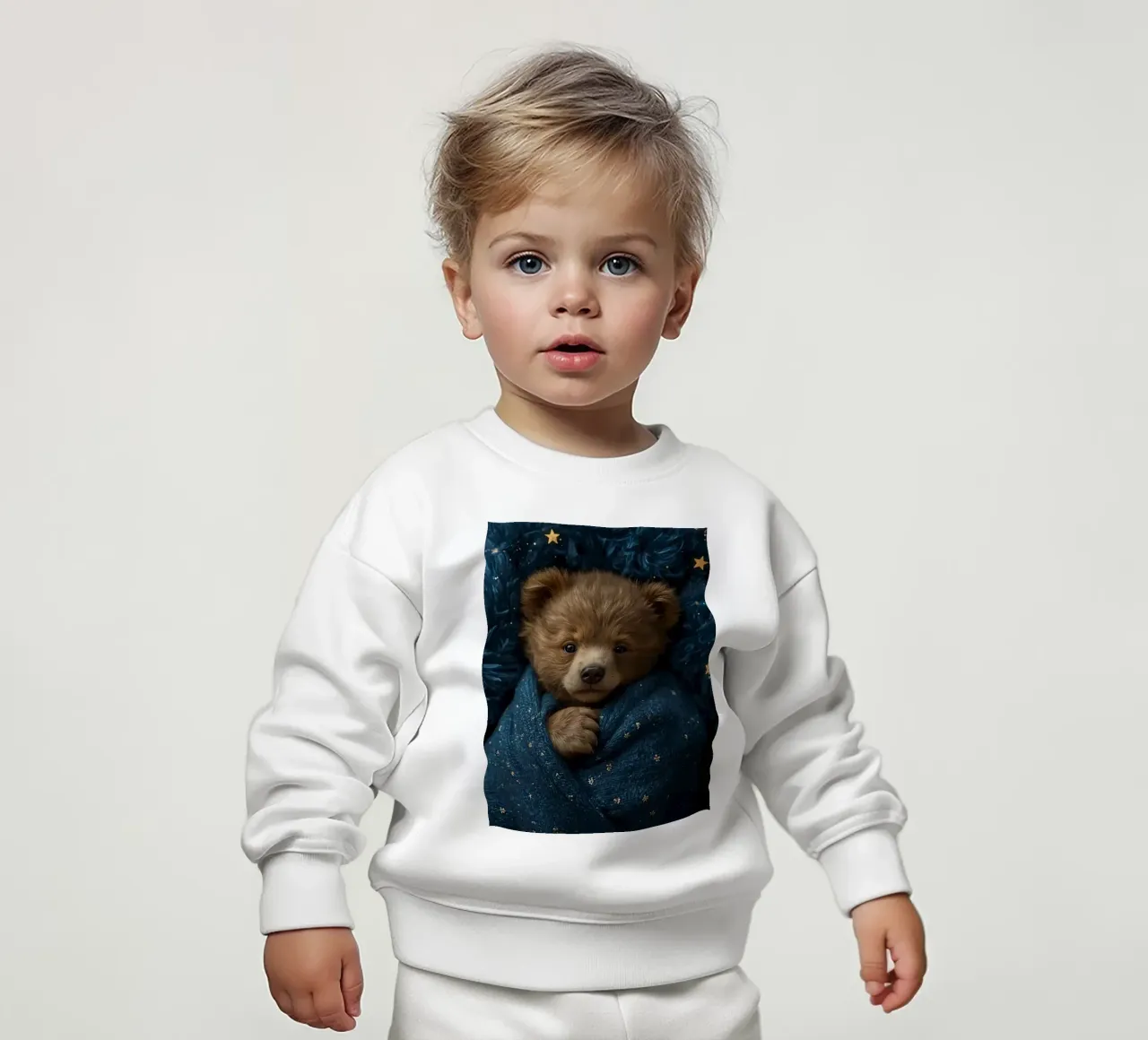 Cucciolo d'orso avvolto in una coperta di stelle felpa neonato da DesignDoodle