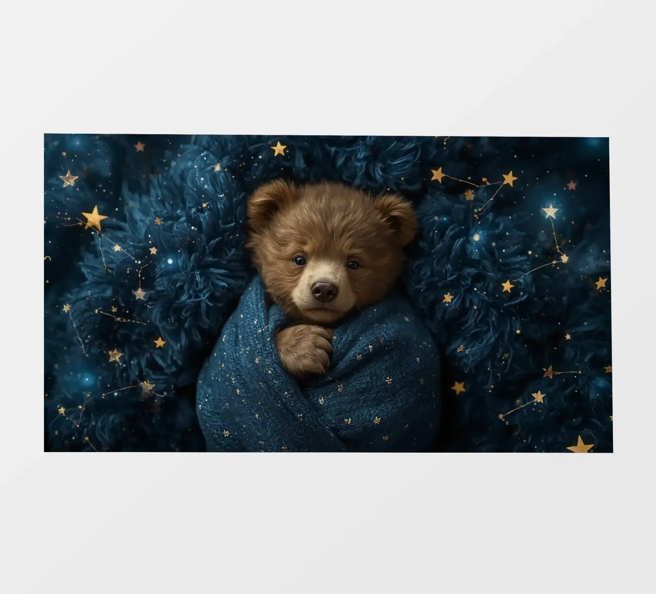 Cucciolo d'orso avvolto in una coperta di stelle telo in pvc da DesignDoodle