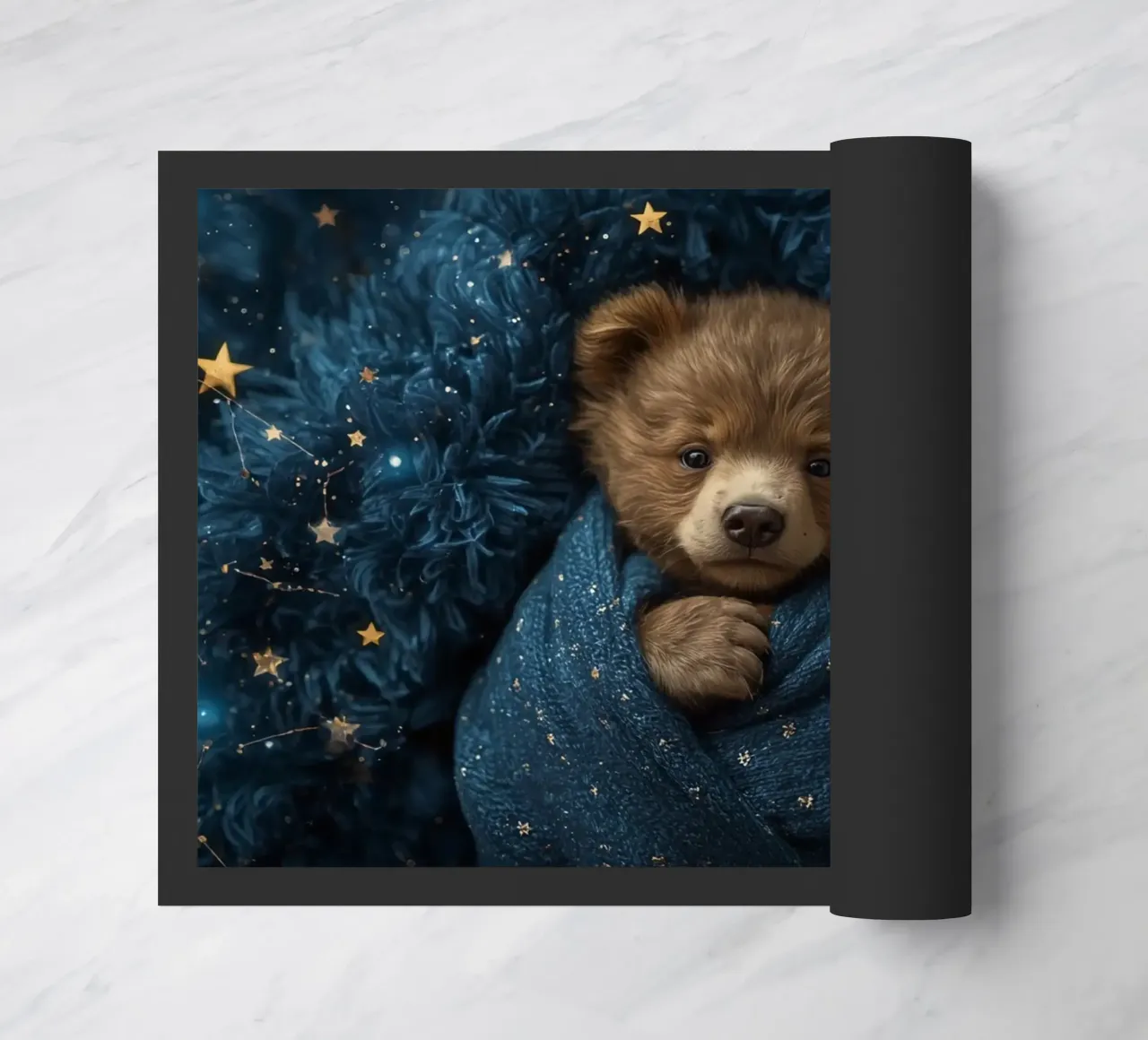 Cucciolo d'orso avvolto in una coperta di stelle zerbino da DesignDoodle