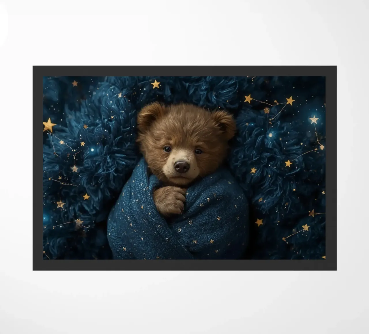 Cucciolo d'orso avvolto in una coperta di stelle zerbino da DesignDoodle