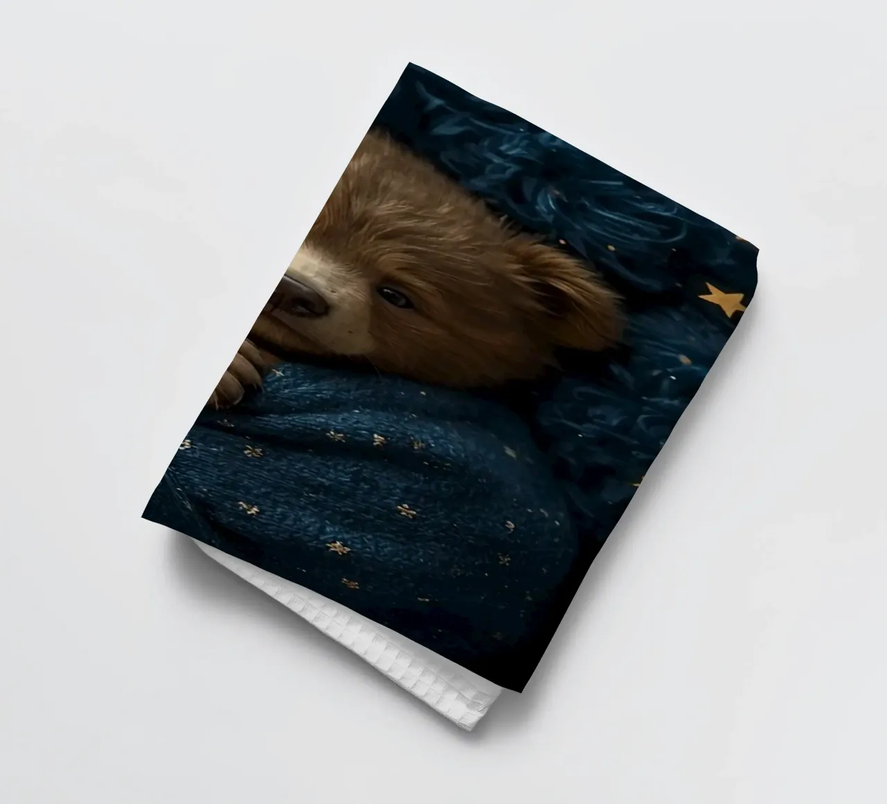 Cucciolo d'orso avvolto in una coperta di stelle canovaccio da cucina da DesignDoodle